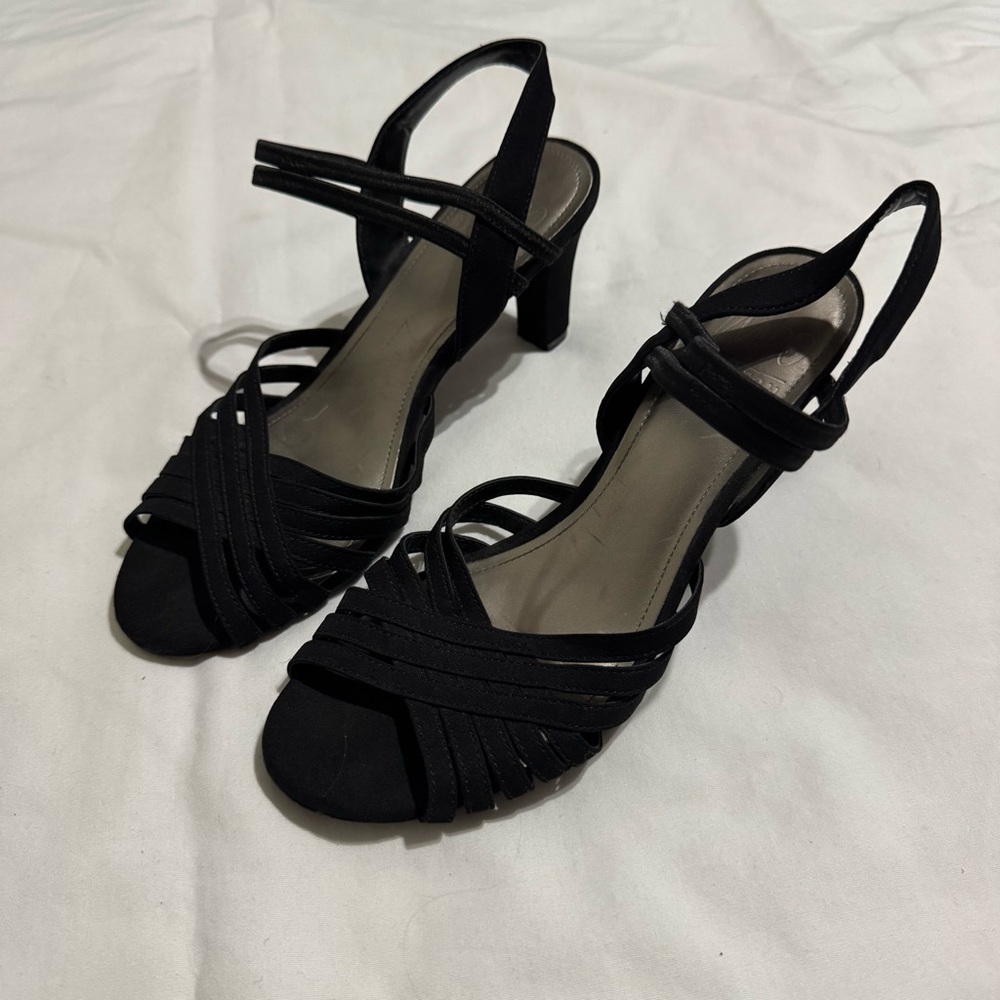 Impo Virginia Black Strappy Heels Womens 6.5M Dress Evening Shoes